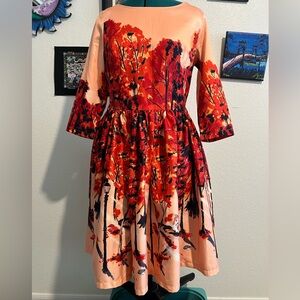 Lindy Bop Peach and Red Forest Dress